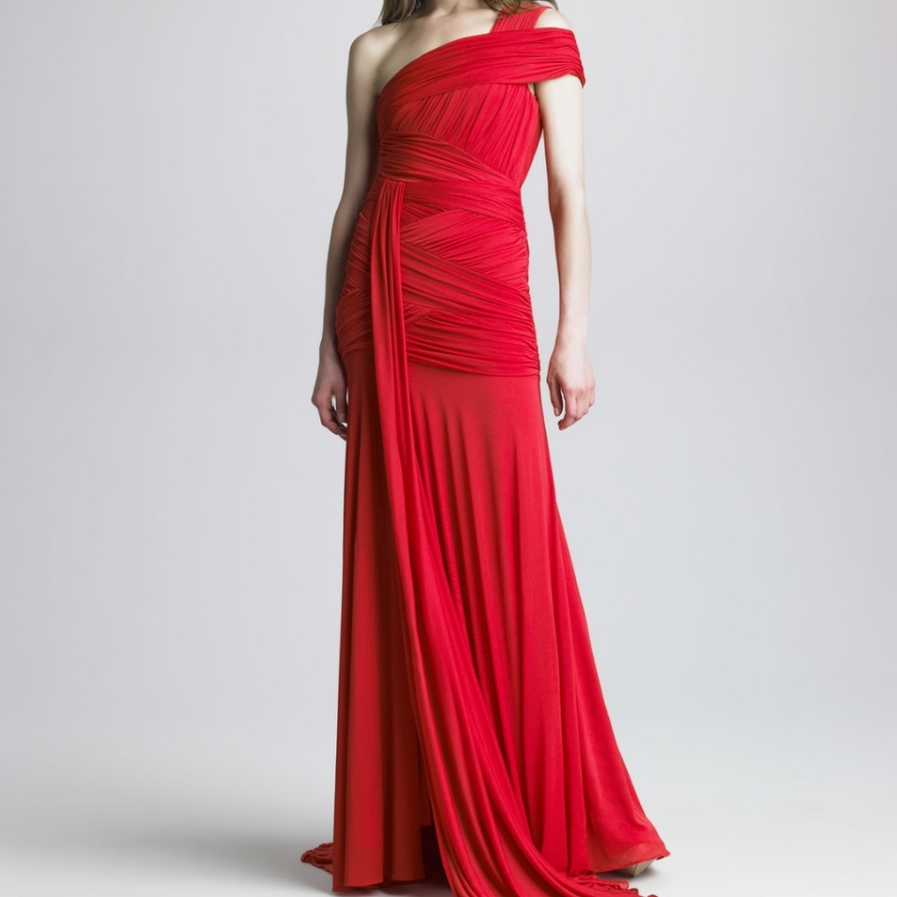 Halston Heritage One Shoulder Bandage Gown Size  M